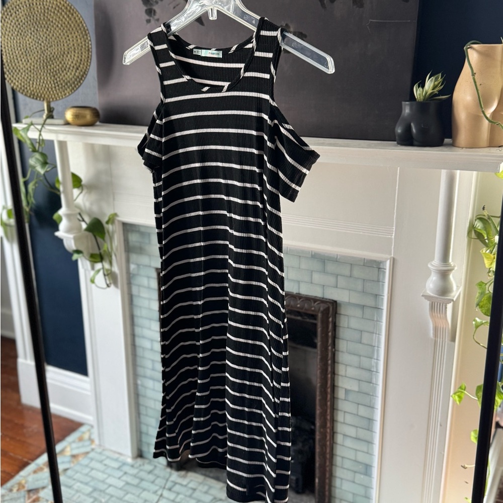 Maurices Black and White Cold Shoulder Midi Dress